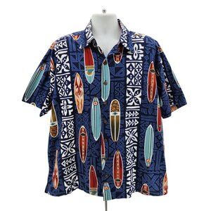Vintage Koko Island Mens XL Hawaiian Shirt Surf Longboard Tropical Multicolor